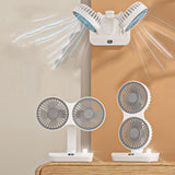 Dual-Head Auto-Oscillating Desktop Fan for Office & Bedroom, USB Rechargeable Portable Cooling with V1107-CS-SMYTFS