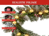 Christabelle 2.7m Snowy Christmas Garland with LED Coloured Baubles Lights Tree Decoration Orna 112_SENCR105