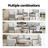 Artiss Armchair 4 Seater Sofa Set Pillow Gery Kane UPHO-B-ARM08-4S-FB-GY