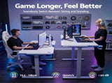 Artiss Electric Standing Desk Height Adjustable Gaming Desk Home Office 140cm HASD-ET156E-GAME-WH-AB