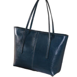 Women's Leather Tote Bag Cowhide Shoulder Bag or Handbag - Blue V1263-JX-3480