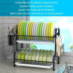 Stainless Steel 2-Tier Dish Drying Rack with Utensil Holder, Cutting Board Holder and Dish Drainer V178-84442