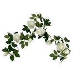 Artificial White Rose Garland 190cm V77-1191290