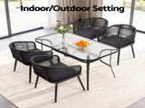 Gardeon 5PC Outdoor Dining Set Table and Chairs Garden Patio Furniture Bistro Set Black FF-DINING-WD-BK