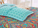 100% Cotton Aqua Coral Paisley Bloom Coverlet Bedspread Set V745-MMPAC060758Q13U