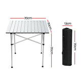 Weisshorn Folding Camping Table 70CM Roll Up Outdoor Picnic BBQ Aluminium Desk CAMP-B-T-ALUM-70