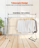 2-Tier Telescopic Clothes Drying Rack w/ 30 Windproof Holes & 2 Shoe Hooks V952-LDSLYJXX1413RO4HO001V0