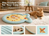 1 Pack Cute Fish-Shaped Cooling Pet Mat, Cartoon Cat Print Summer Dog Cat Bed, Breathable Non-Slip V1232-CWD-XY-009