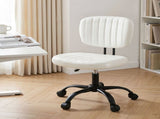 Artiss Armless Office Chair with Wheels, Ergonomic PU Leather Office Desk Chair, Height Adjustable OCHAIR-M-1142-PU-WH