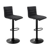 Artiss 2x Bar Stools Gas Lift Linen Fabric Black BA-TW-V17-1168-BKX2