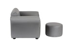 Kids Grey Couch Sofa Chair w/ Footstool in PU Leather V196-KS541G_K