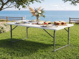 Gardeon 123cm Folding Table Portable Fold-in-Half with Handle Camping Picnic Adjustable Height ODF-TB-HDPE-120CM
