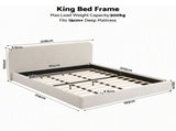 Artiss King Bed Frame with 100cm Boucl Headboard, USB-C & Night Lights BFRAME-H-MUSE-K-WH-ABC