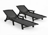 Gardeon 2PCS Sun Lounge Lounger Beach Chair HDPE Patio Outdoor Furniture with Wheels Black FF-LOUNGE-HE-BKX2