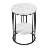 Artiss Coffee Table 2-Tier Round Marble Effect FUR-S-COF08-MB-WH