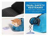 Multifunctional Air-Mesh Cat Grooming Bag with Suction Cup Fixation Breathable, Quick-Dry, V1341-ZY-LSMVE8GQ-BLUE