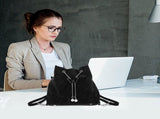 Black Convertible Bucket Handbag with Adjustable Shoulder Straps for Comfortable, Versatile Everyday V1369-AZ3-W-21631