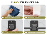 8 Pack Universal Curtain Rod Holders, No Drill Curtain Rod, Self Adhesive Curtain Rod V1107-115-82235-BLK-8PACK