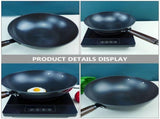 1Pc Cooking Pan Iron Pot with Handle Black Nonstick Wok for Household Use V1192-AZ-W-26836