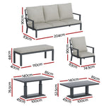 Gardeon 5-Piece Outdoor Furniture Setting Table Chair Set Aluminium Sofa 7-Seater ALU-SOFA-5PCS-BENCH-AB