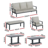 Gardeon 5-Piece Outdoor Furniture Setting Table Chair Set Aluminium Sofa 7-Seater ALU-SOFA-5PCS-BENCH-AB