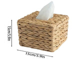 Handwoven Water Hyacinth Tissue Box Cover,Natural Square Wicker Napkin Holder,Boho Rustic Decorative V1369-AZ3-W-14694