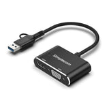 Simplecom DA326C USB 3.0 and USB-C to HDMI VGA Video Card Adapter Full HD 1080p V1202-V2-HXSI-DA326C