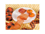 4 Rolls Thanksgiving Fall Wired Ribbon for Craft, 24 Yards Orange Buffalo Plaid Burlap Ribbon for V1366-AZ2-W-13328