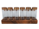 Coffee Sugar Canister Set High Borosilicate Glass Coffee Bean Storage Jar with Walnut Display Shelf V1294-YM0901-3118240021411