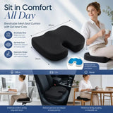 Gel Infused Memory Foam Seat Cushion 45x36x7, Breathable Mesh Black, Cooling Pressure Relief V1221-XM-LB1780-GM63