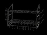 Toque Pot Rack Wall Mounted 2 Tier Hanging Cookware Organizer 20 Hooks Pan Rack KT1063-BK-2-AU