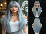 High-Density Synthetic Wig Heat-Resistant Wig Tea-Colored Wig Long Straight Wig Foggy grey pink V1102-108-24340-FOG-85CM-33INCH