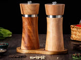 Acacia Wood Salt and Pepper Grinder Set with Ceramic Burrs, Adjustable Coarseness and Storage Base V1188-MS-731-005