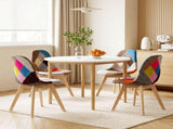 1 Artiss Dining Table and 4 Fabric Eiffel Chairs Set White DSET-TAB01-56FBX4