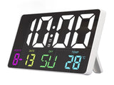 Digital Wall Clock Remote Control RGB Colorful Adjustable Five Speed Brightness LED Calendar V1294-YM0901-3115230101711