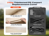 Carport Replacement Canopy, 6 x 3.6 m Potable Garage Tent Top Tarp, UV-Resistant & Waterproof Car V952-CKPB12X20FTM4VTAY001V0