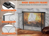 Fireplace Screen 3 Panel, Sturdy Iron Mesh Fireplace Screen, 122CM Spark Guard Cover, No V952-BLMHSFG4555I9GTXEV0