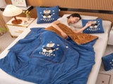 Navy Blue Padded Thickened Hat Bear 2-in-1 Foldable Car Pillow Blanket - Cozy 40x40cm Pillow, V888-ELOSUNG33270