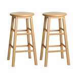 Artiss 2x Bar Stools Round Chairs Wooden Nature BA-G-7033-NTX2