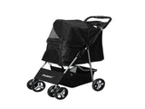 PaWz 4 Wheels Pet Stroller Dog Cat Cage Black ST1002-BK_NZ