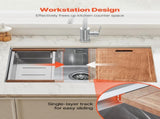 30 inch Kitchen Sink Workstation, 304 Stainless Steel Undermount Sink, Drop-In Single Bowl Farmhouse V952-QRSSCTXPDC30WNDLEV0