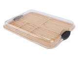 Charcuterie Board with Clear Lid 5 Sections Wooden Cheese Board for Serving Picnics V1294-YM0901-3118250105811