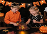 Halloween Lamp, 1PC 7" Gothic Spooky Decor with Holding Lantern, Small Stained Glass V1370-AZ4-24639