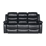 3-2-1 Seater Seater Finest Black Leatherette Recliner Feature Console LED Light Ultra Cushioned V43-SET-CHLS-3-2-1-BL