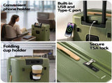 Wanderlite 28" Modern Vertical Trunk Luggage Suitcase Travel 5 Wheels Type-C TSA Olive Green LUG-ABS-TRUK02-28-GNBR