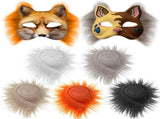 16-Pack Blank Cat Paper Mache Mask & 5-Pack Colored Faux Fur Strips for Cosplay, Halloween V1258-DP02-C-926