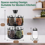 CARLA HOME Rotating Spice Rack Organizer with 16 Glass Jars for Kitchen Seasoning and Herb Storage V178-36163