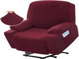 Power Lift Recliner Chair Cover, Stretch Jacquard Slipcover with Side Pocket, Wine Red V1188-MS-721-269