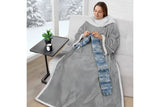 Sleeved Blanket Hoodie Flannel Sherpa TV Blanket Navy Blue V1263-JX-7722