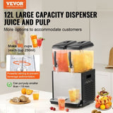 Commercial Beverage Dispenser, 2 Tanks 12 L Per Tank Juice Dispenser, 286W Stainless Steel Ice Tea V952-SYYLJJBSJXS1NR5MHV3